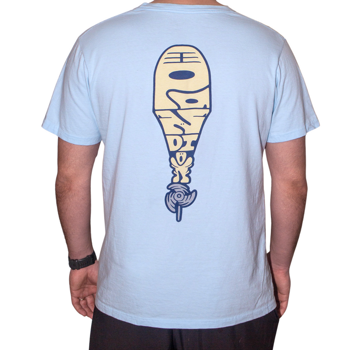 light blue outboard tee shirt with retro design